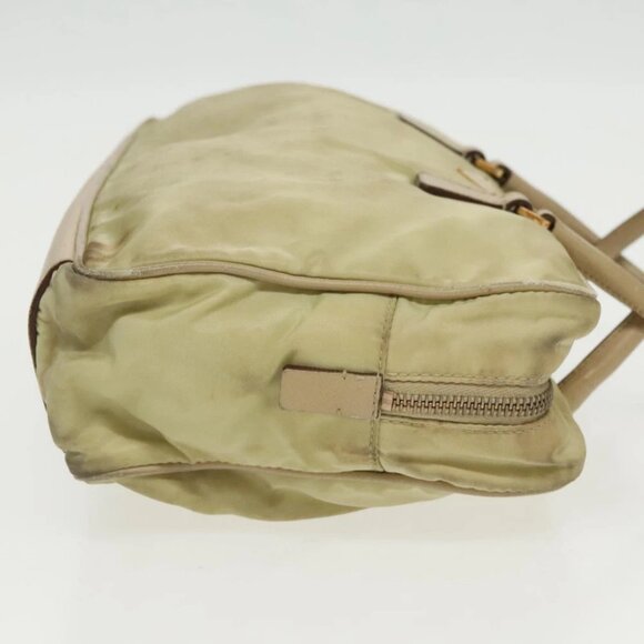 PRADA Hand Bag Nylon Beige Gold Auth 95369 - Picture 13 of 16